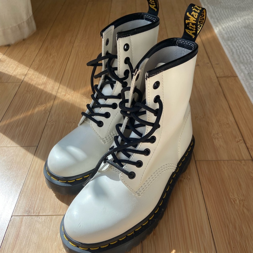 Dr. Martens White Boots with Black Laces